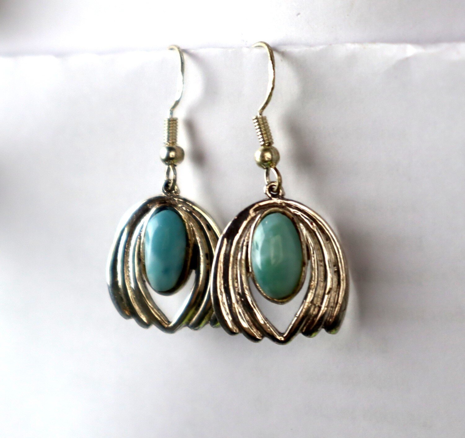 Lovely Natural Ocean Blue Larimar .925 Sterling Silver Dangle Earrings 37.0mm – photo 8