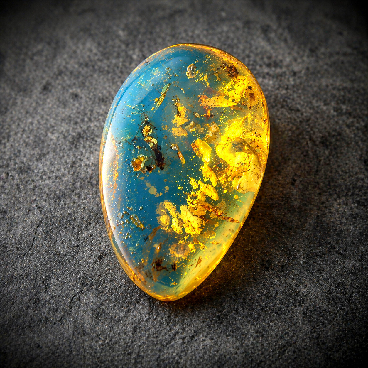 Inclusions Clear Sky Blue Amber Polished Stone 22mm free drilling