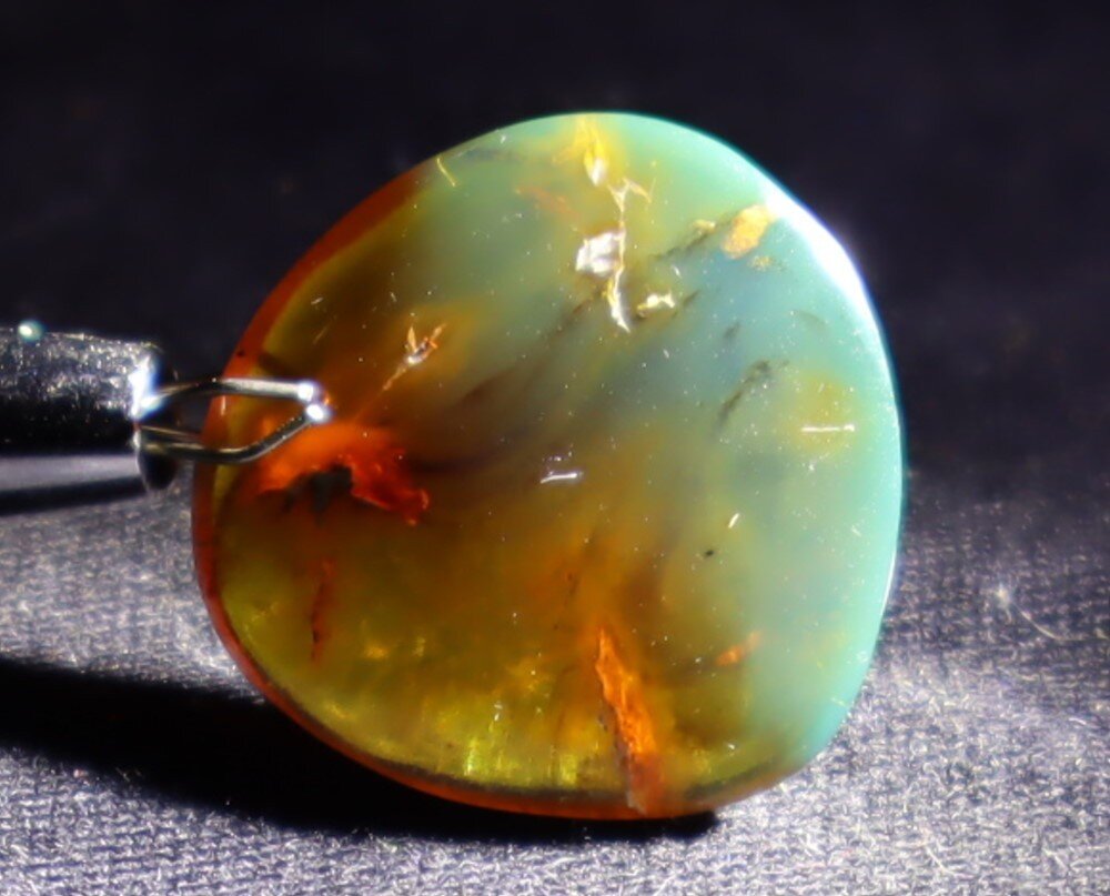 Charming Natural Dominican Clear Green Blue Amber Polished 23mm free drilling – photo 5
