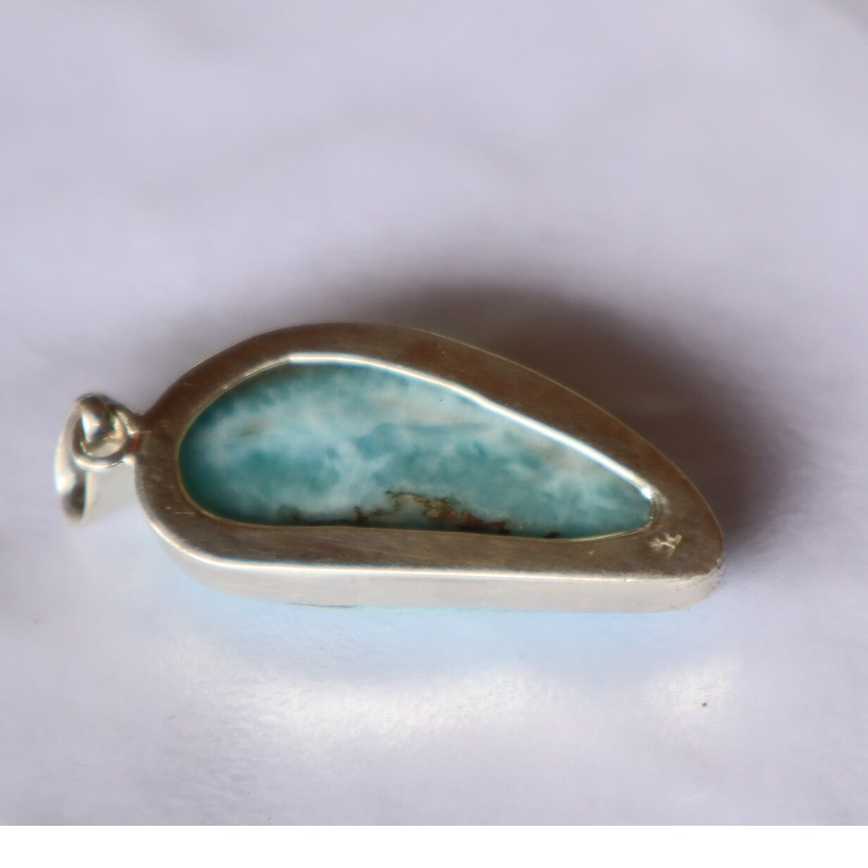 Boutique Quality Sky Blue Larimar 925 Sterling Silver Leaf Pendant 44mm – photo 6