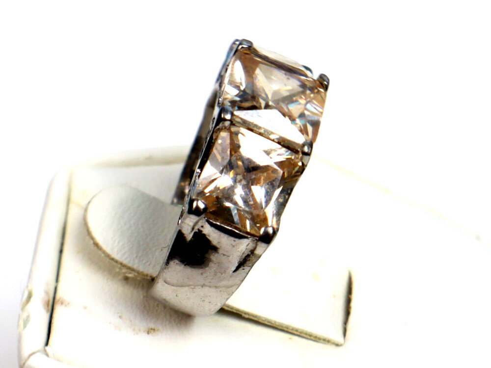 Outstanding Champagne Cubic Zirconia .925 Sterling Silver Ring #6 – photo 3