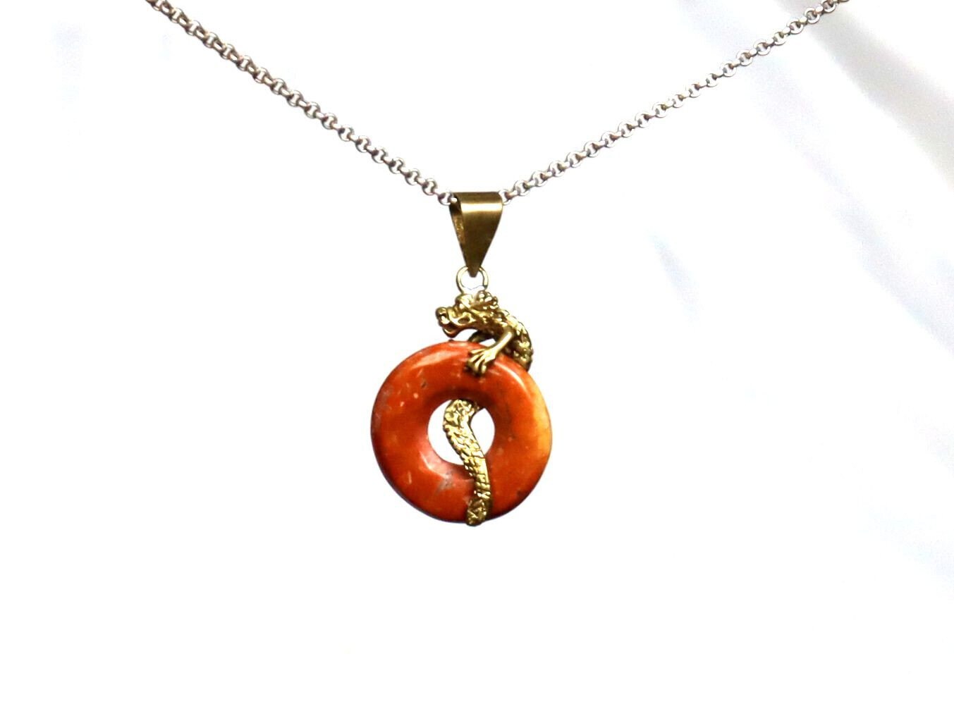 Beautiful Natural Red Jasper Dragon Donuts Pendant 2 inch – photo 2
