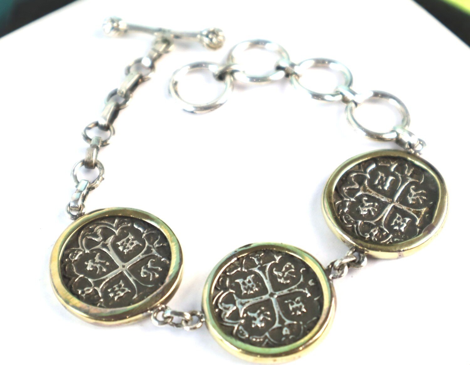 Atocha Shipwreck 3 SPAIN COLONIAL PIRATE COIN solid .925 silver BRACELET 6-8 in – photo 5