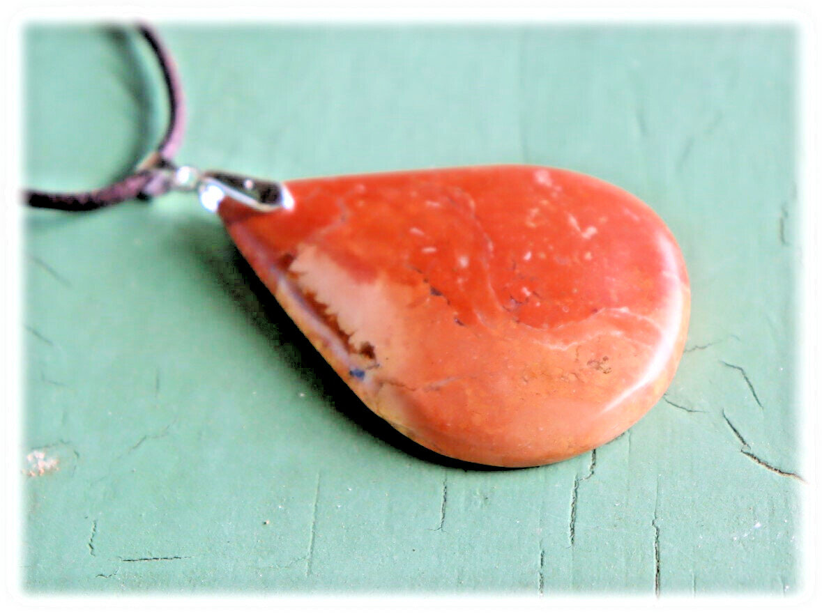 Biggest 3 Inch Natural Pink Red Jasper Pendant 75mm 195CT with free leather band – photo 2