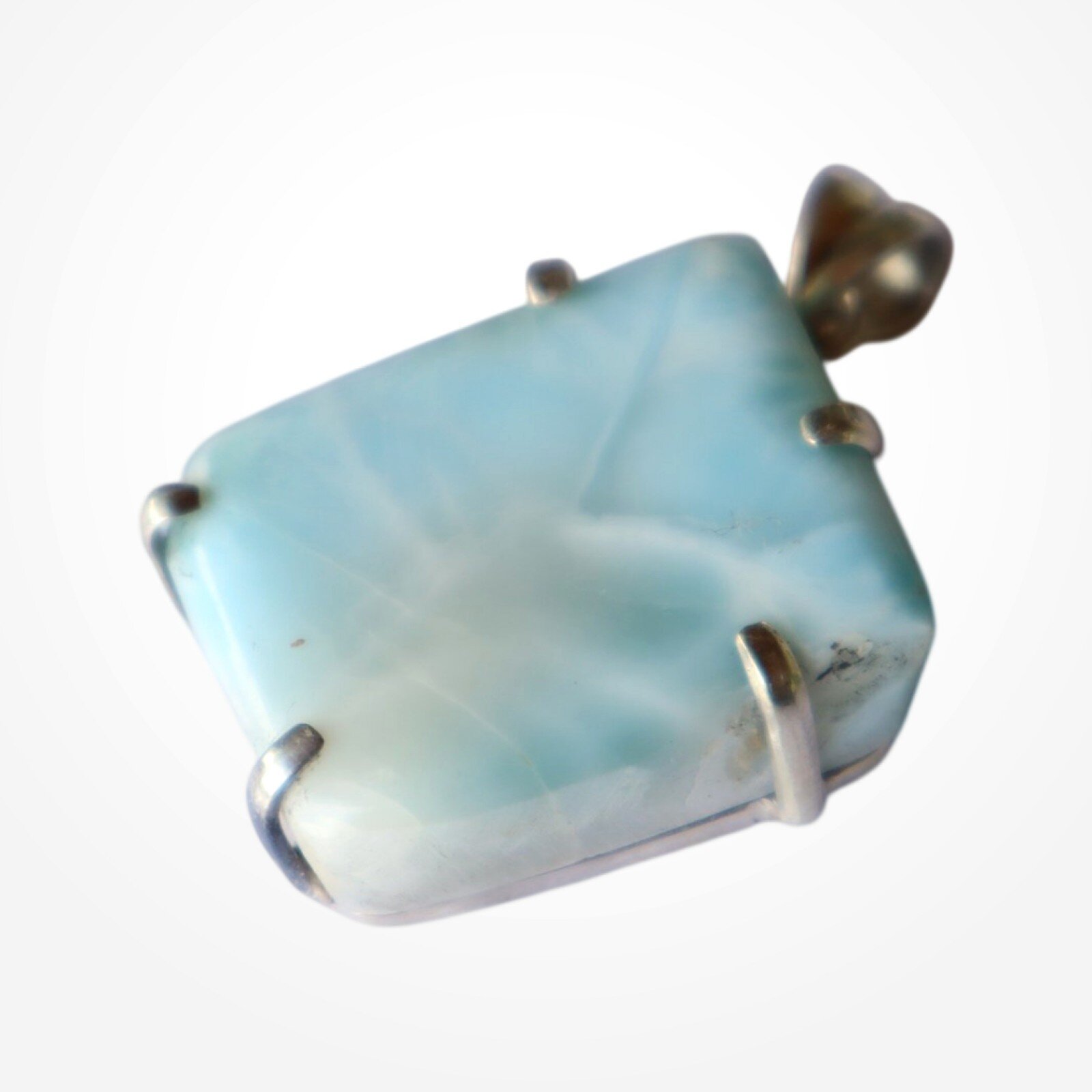 Genuine 15.7g heavy Light Blue Larimar 925 Sterling Silver Slab Pendant 44mm – photo 9