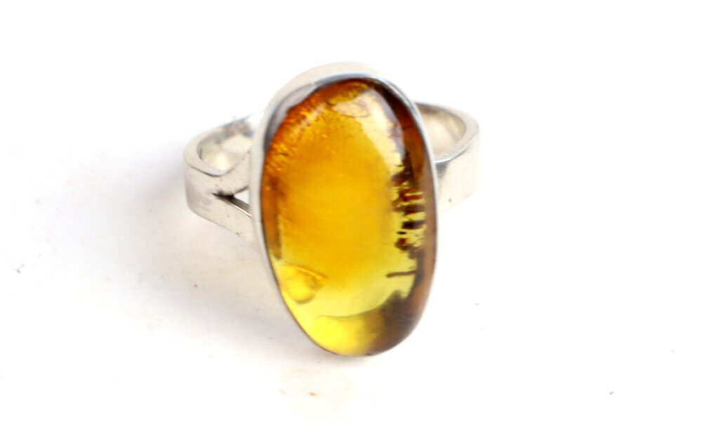 Exquisite Natural Clear Yellow Orange Amber .925 Sterling Silver Ring #5 – photo 4