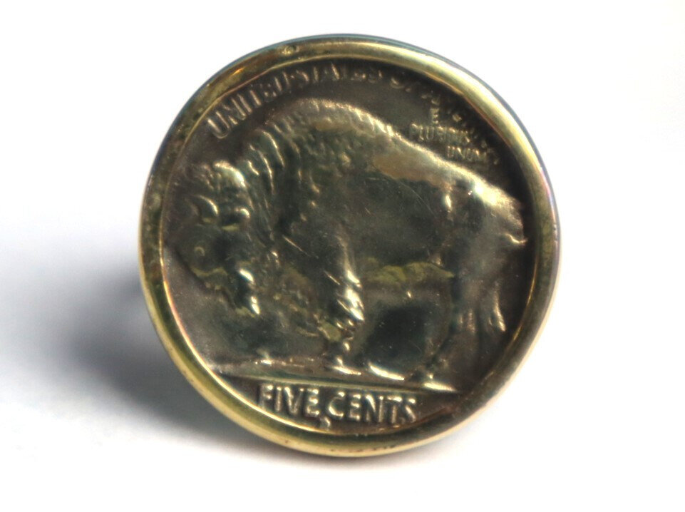 US 1937 Buffalo Nickel Five Cents Coin Ring Bronze Frame #6 free resizing 21mm – photo 10