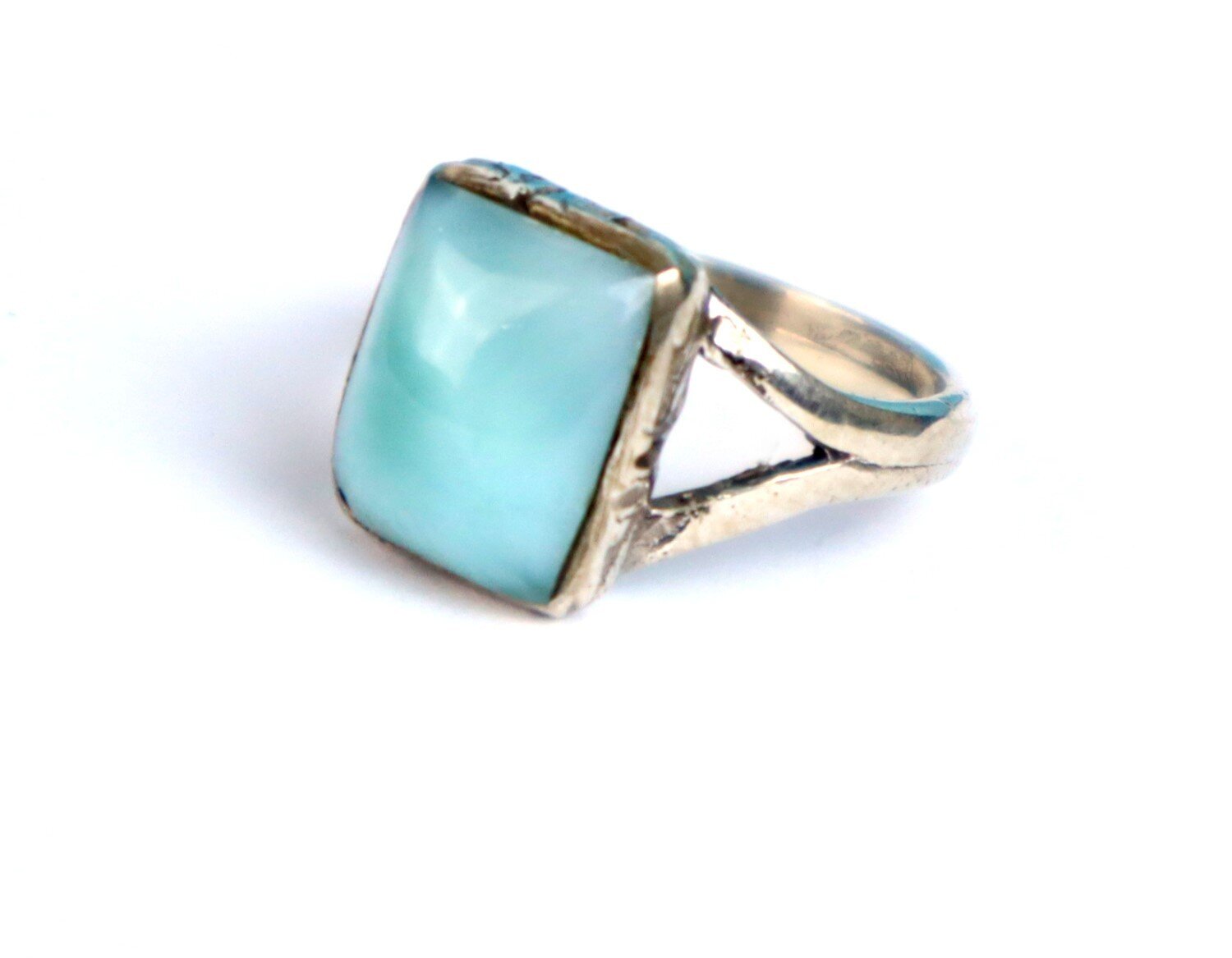 Exquisite Natural Sky Blue Larimar massive .925 Sterling Silver Ring #6 – photo 7