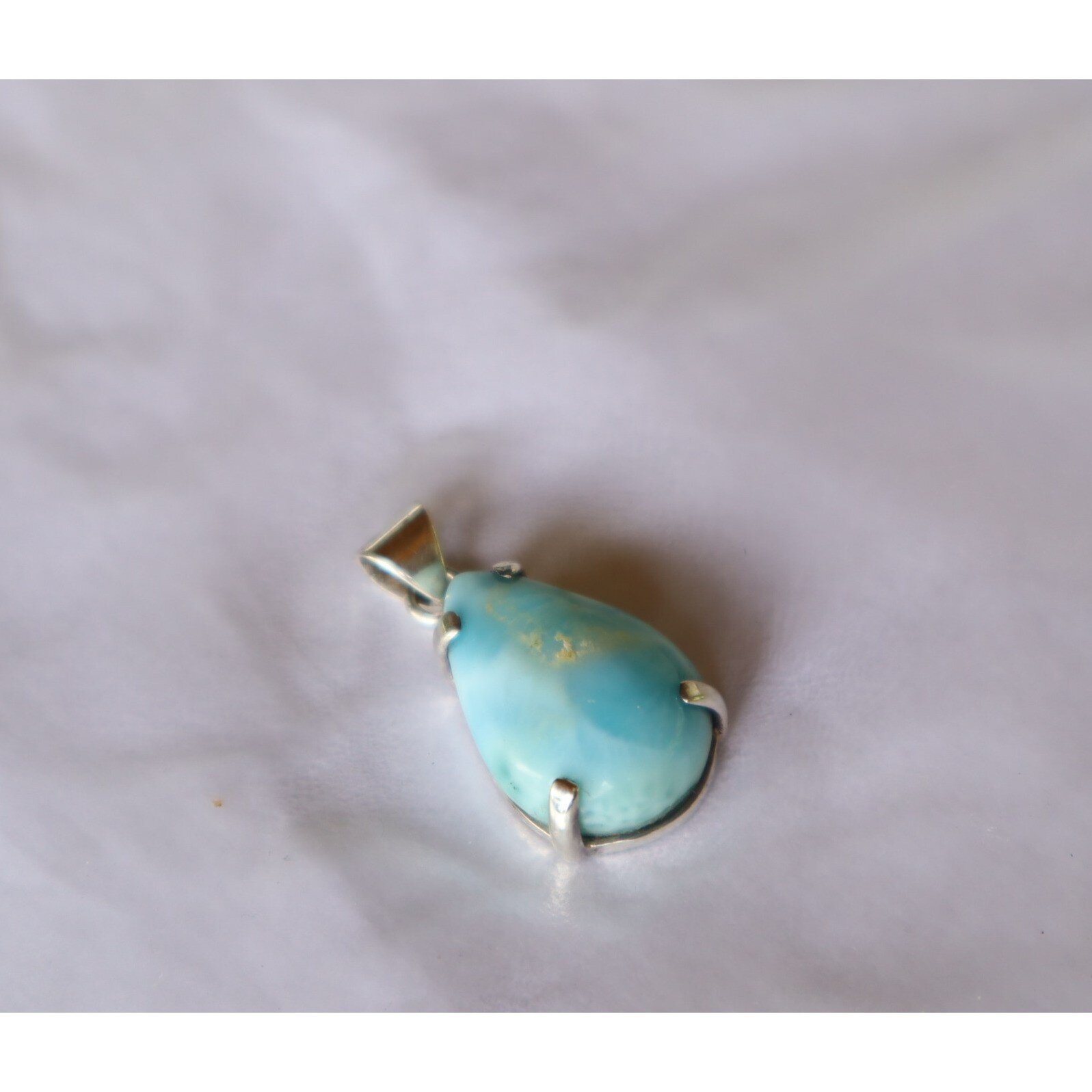 Genuine Beautiful Sky Blue Larimar 925 Sterling Silver Teardrop Pendant 32mm 6.1g – photo 6