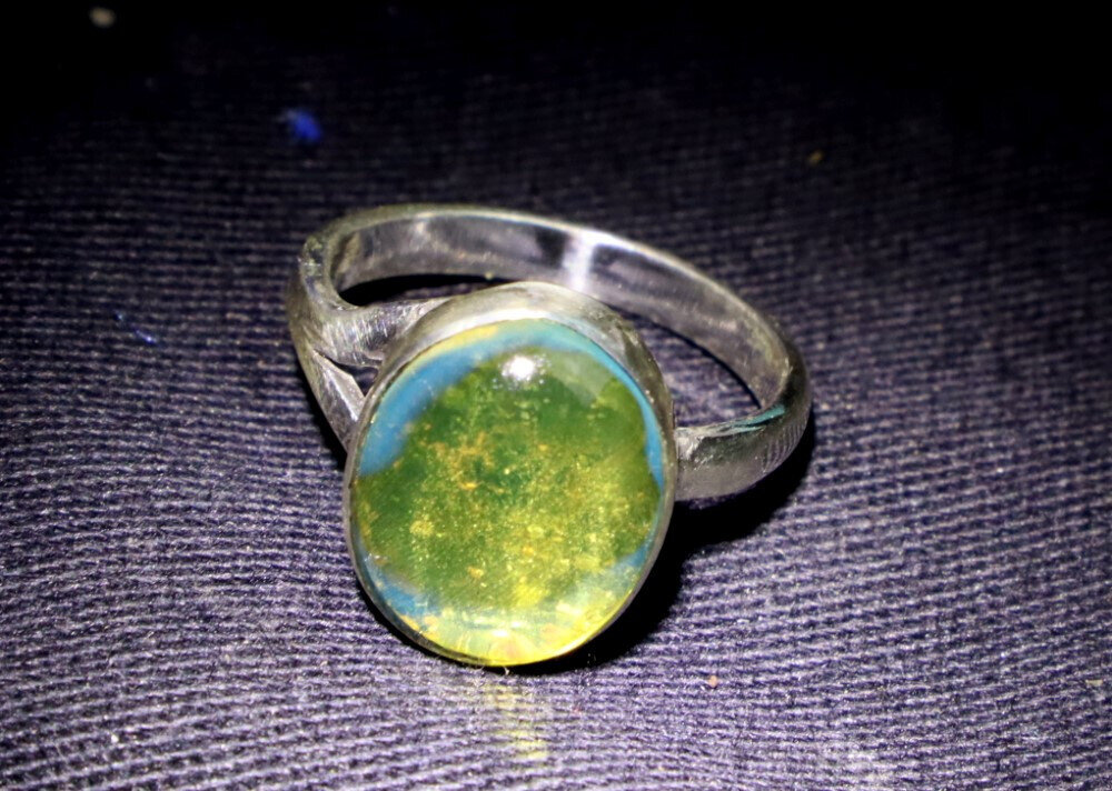 Exquisite Natural Clear Light Green Amber .925 Sterling Silver Ring #6 – photo 3