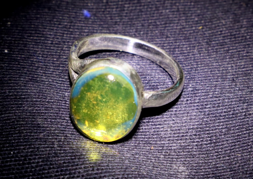 Exquisite Natural Clear Light Green Amber .925 Sterling Silver Ring #6 – photo 9