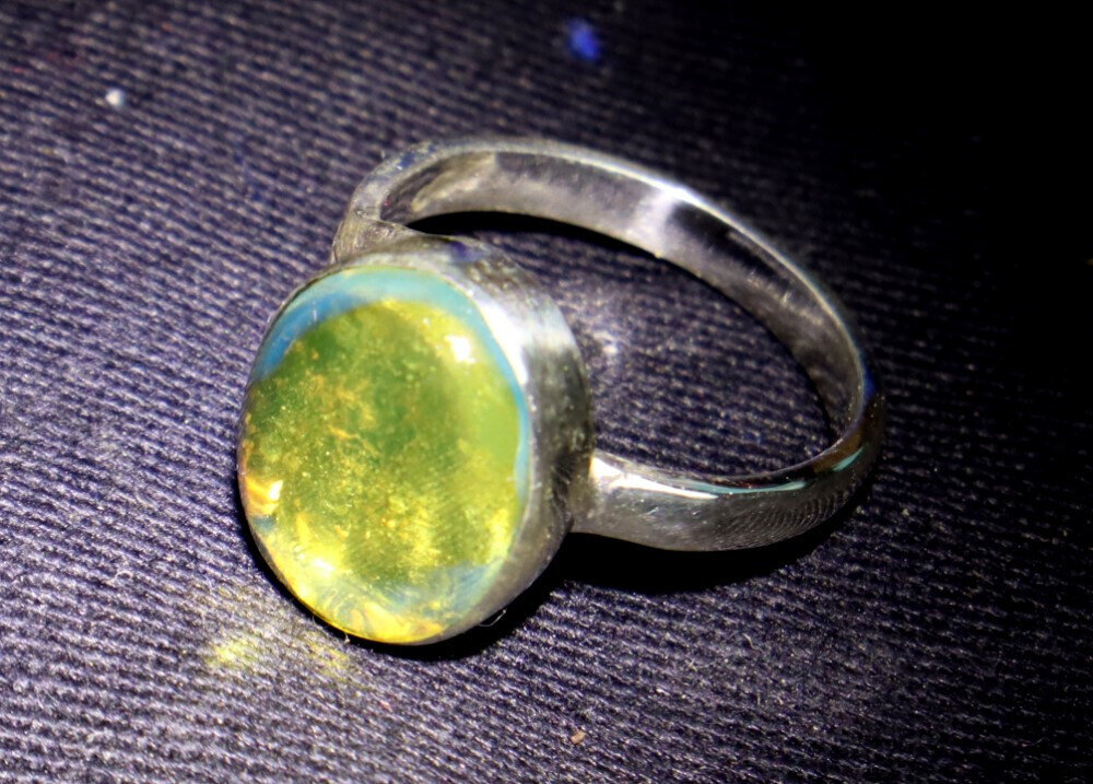 Exquisite Natural Clear Light Green Amber .925 Sterling Silver Ring #6 – photo 11