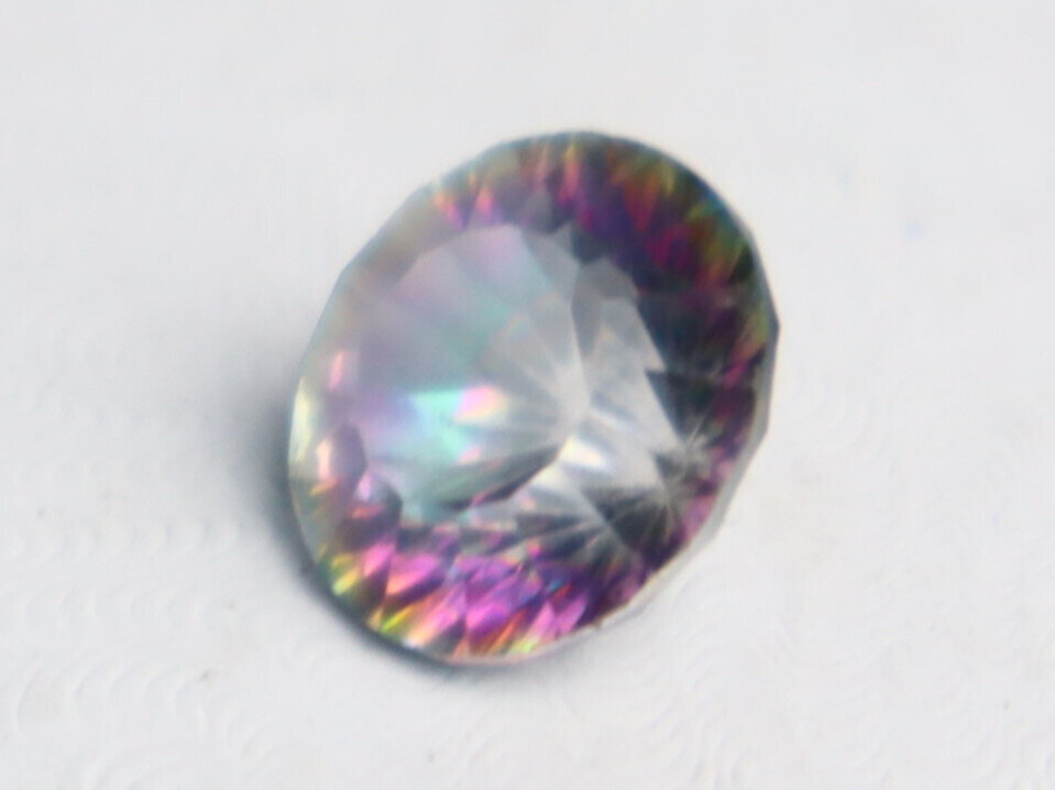 Impressive Faceted Clear Mystic Rainbow Topaz Round Stone 12mm 6CT – photo 3