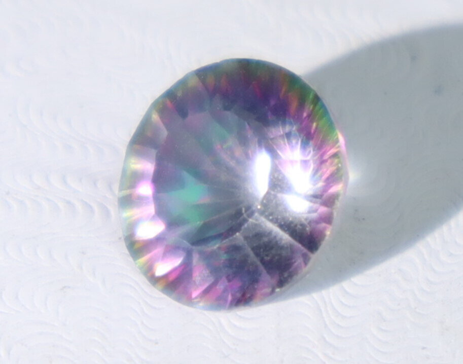 Impressive Faceted Clear Mystic Rainbow Topaz Round Stone 12mm 6CT – photo 7