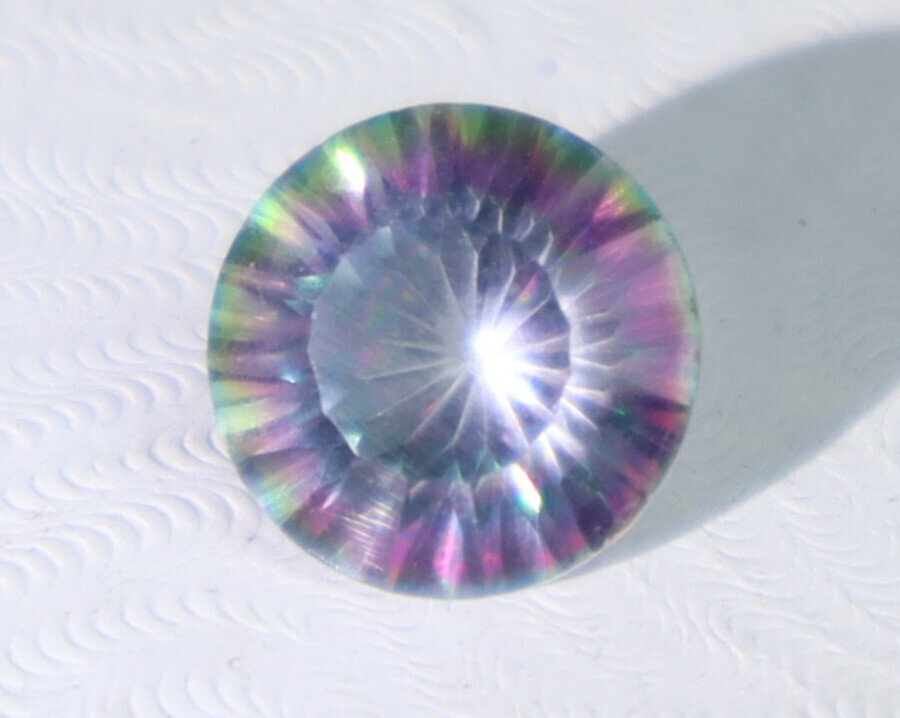 Impressive Faceted Clear Mystic Rainbow Topaz Round Stone 12mm 6CT – photo 8