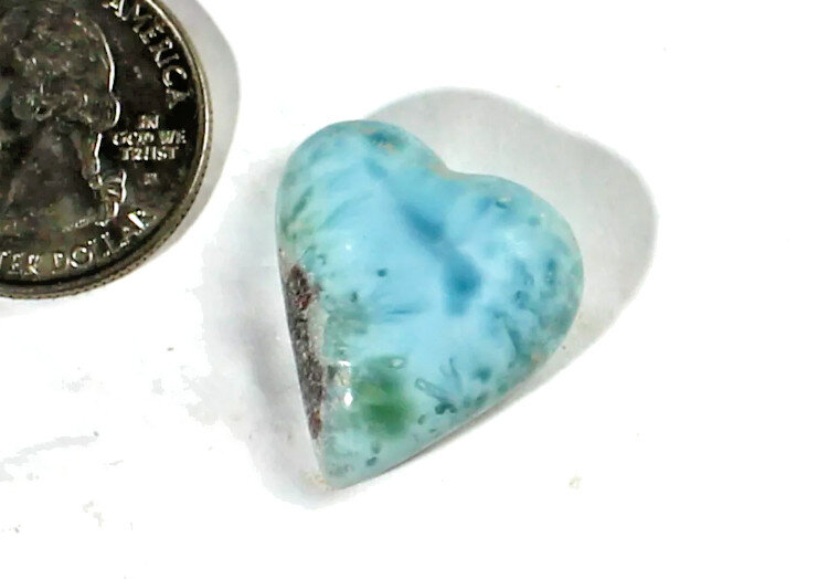 Dominican Natural Blue Heart Larimar Pendant Cabochon 23mm 7grams