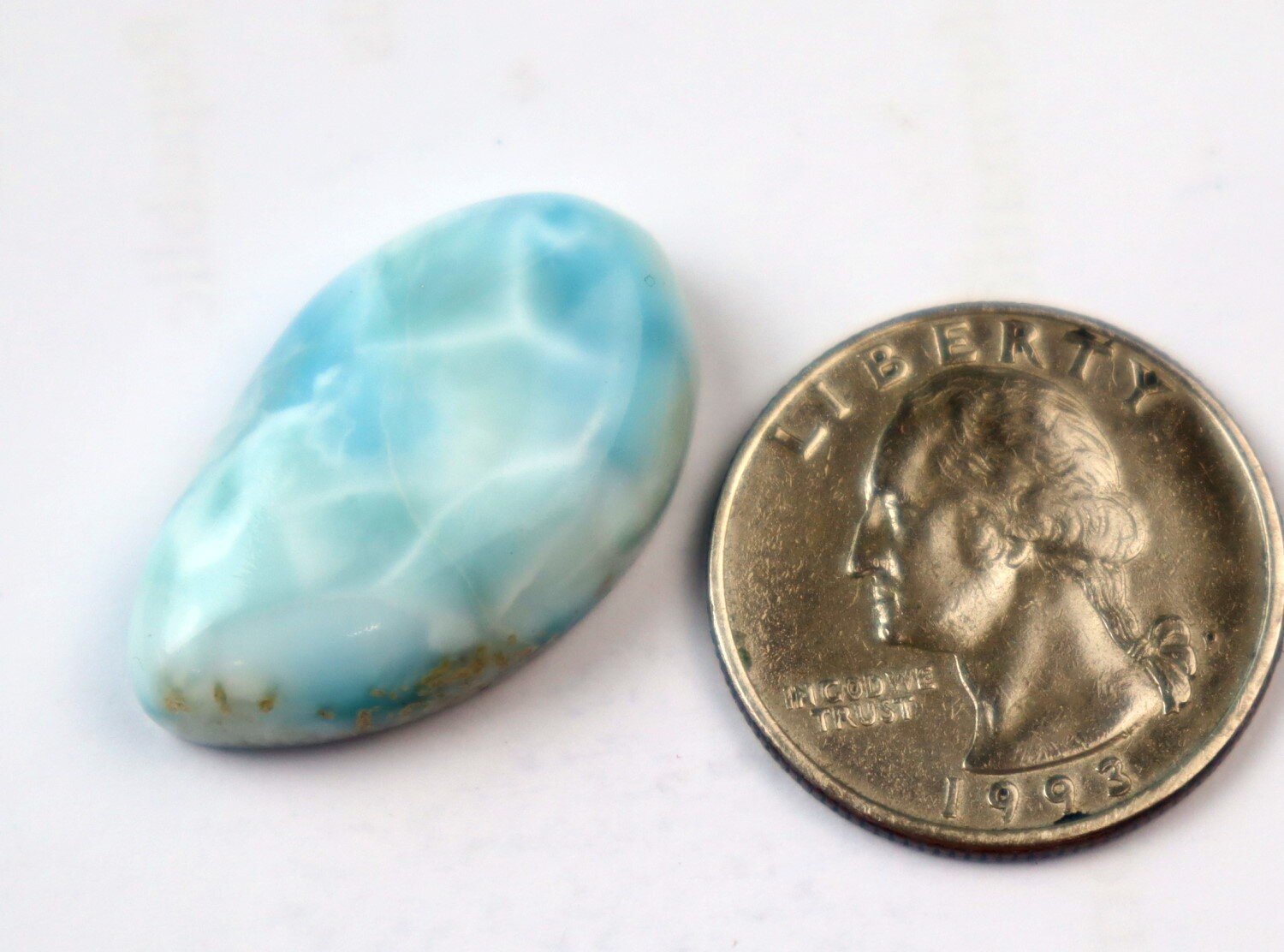 Charming Design Natural Sky Blue Larimar Teardrop Cabochon 29mm – photo 3
