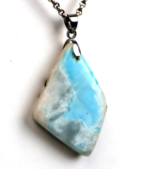 Exquisite Genuine Natural Sky Blue Larimar Pendant 1.1 inch – photo 6