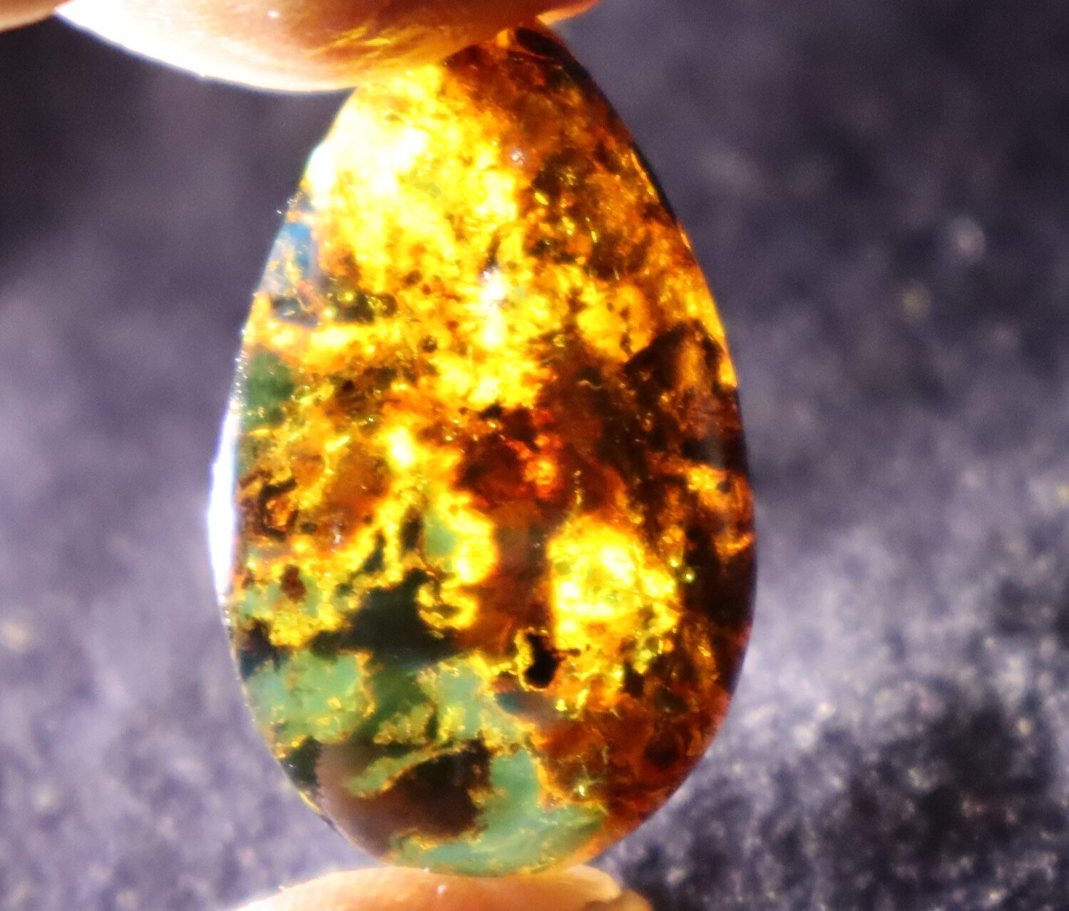 Beautiful Natural Dominican Translucent Green Blue Amber Polished Stone 31mm – photo 7