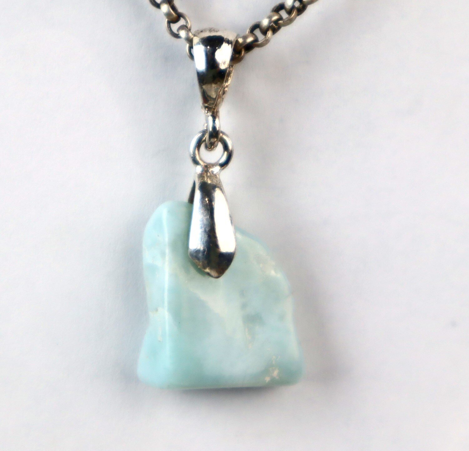 Lovely Natural Sky Blue Larimar .925 Sterling Silver Pendant 34mm – photo 5