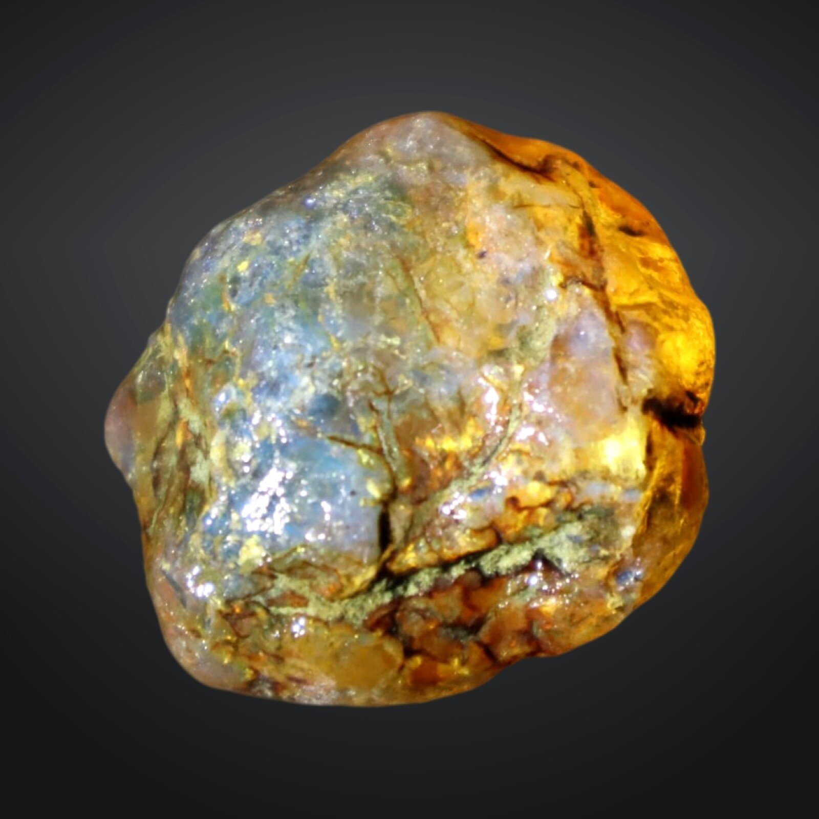 Natural Dominican Blue Amber Rough Specimen 32mm 7.7g Green Orange – photo 7