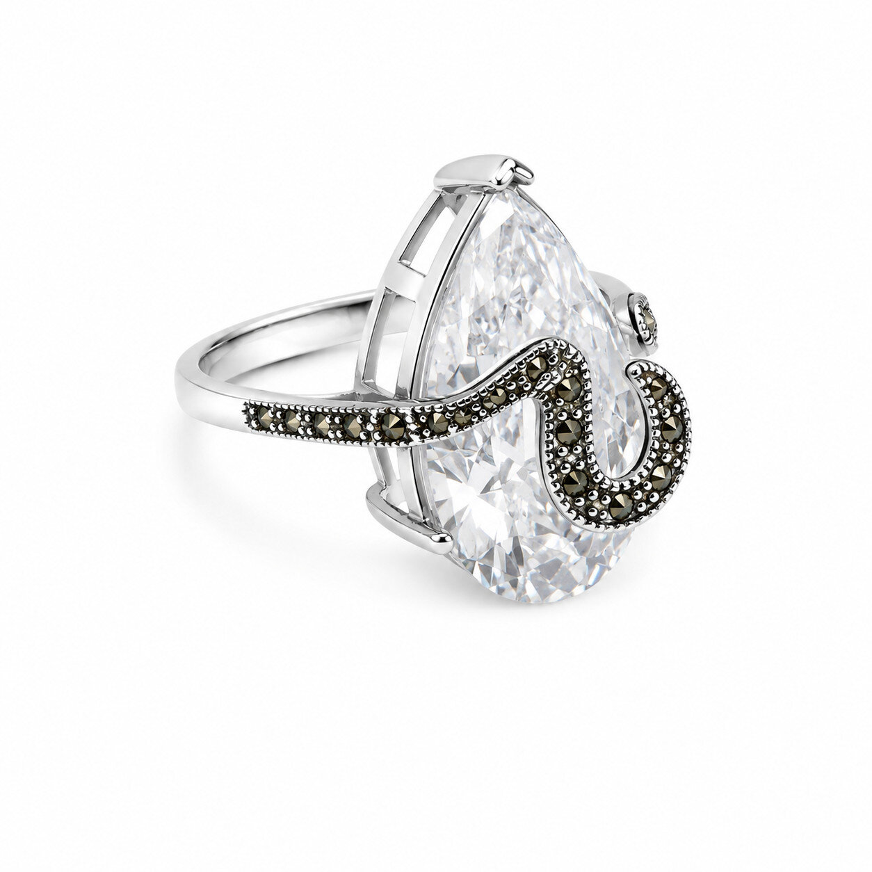 Unique Premium Clear White Cubic Zirconia 925 Sterling Silver Teardrop Ring #6.5 – photo 3