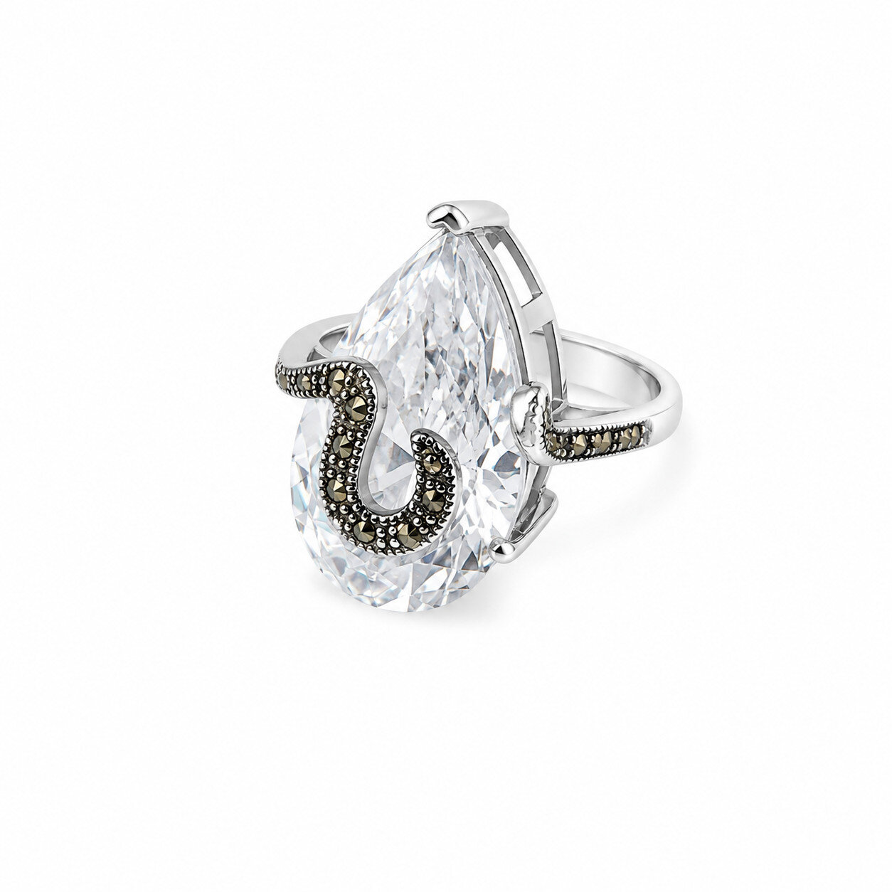 Unique Premium Clear White Cubic Zirconia 925 Sterling Silver Teardrop Ring #6.5 – photo 4