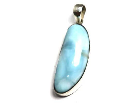 Impressive Natural Sky Blue Larimar .925 Sterling Silver Pendant 46mm