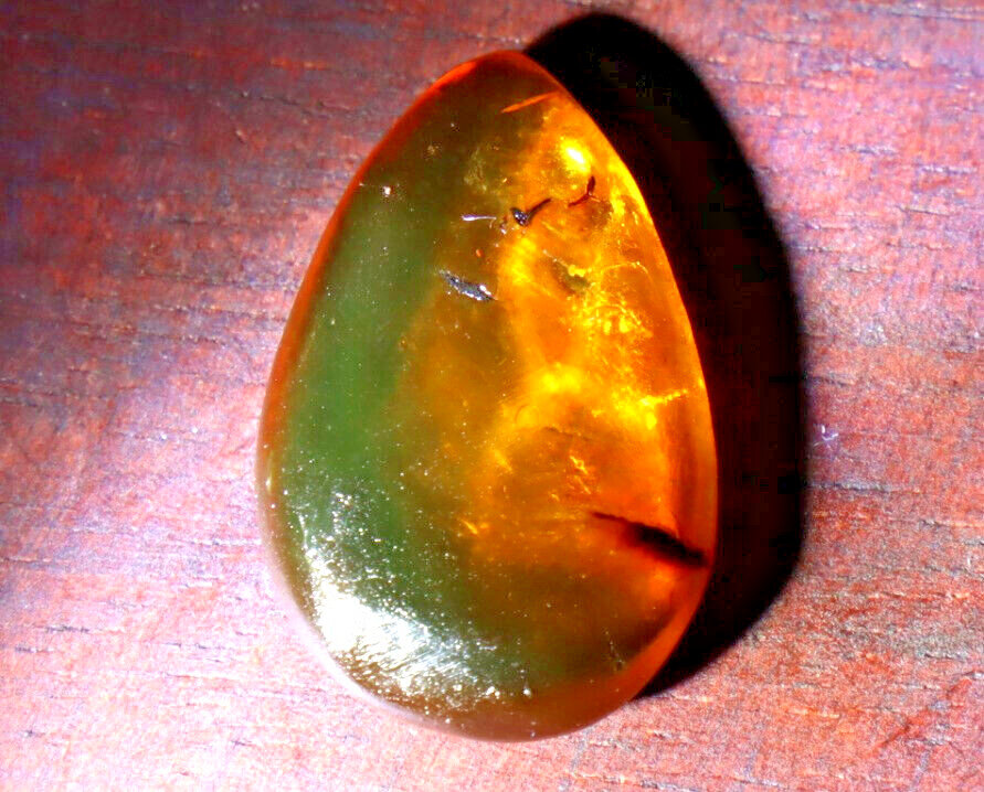 Lovely Natural Dominican Clear Green Orange Amber Polished Stone 25mm
