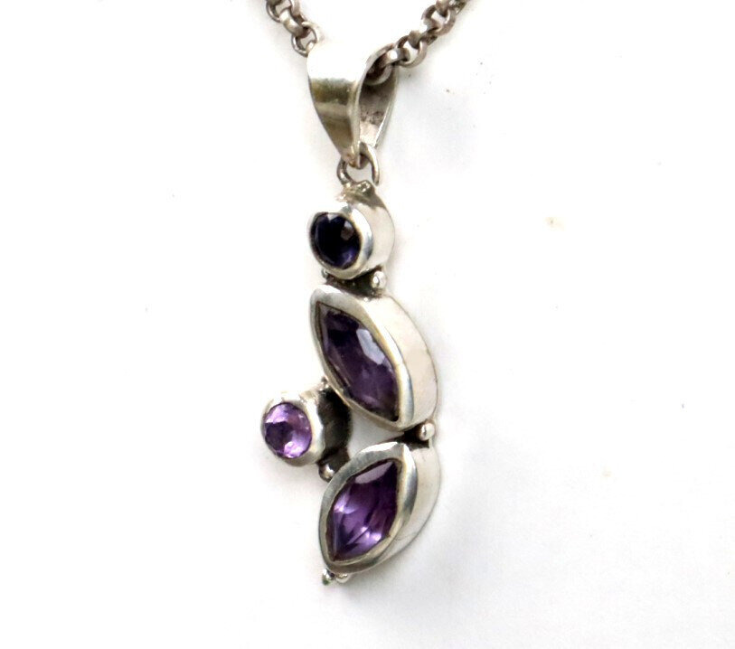 Natural Amethyst Pendant 925 Sterling Silver 42mm Clear Deep Purple – photo 5