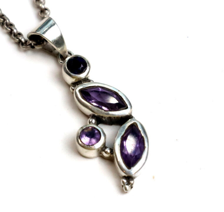 Natural Amethyst Pendant 925 Sterling Silver 42mm Clear Deep Purple – photo 8