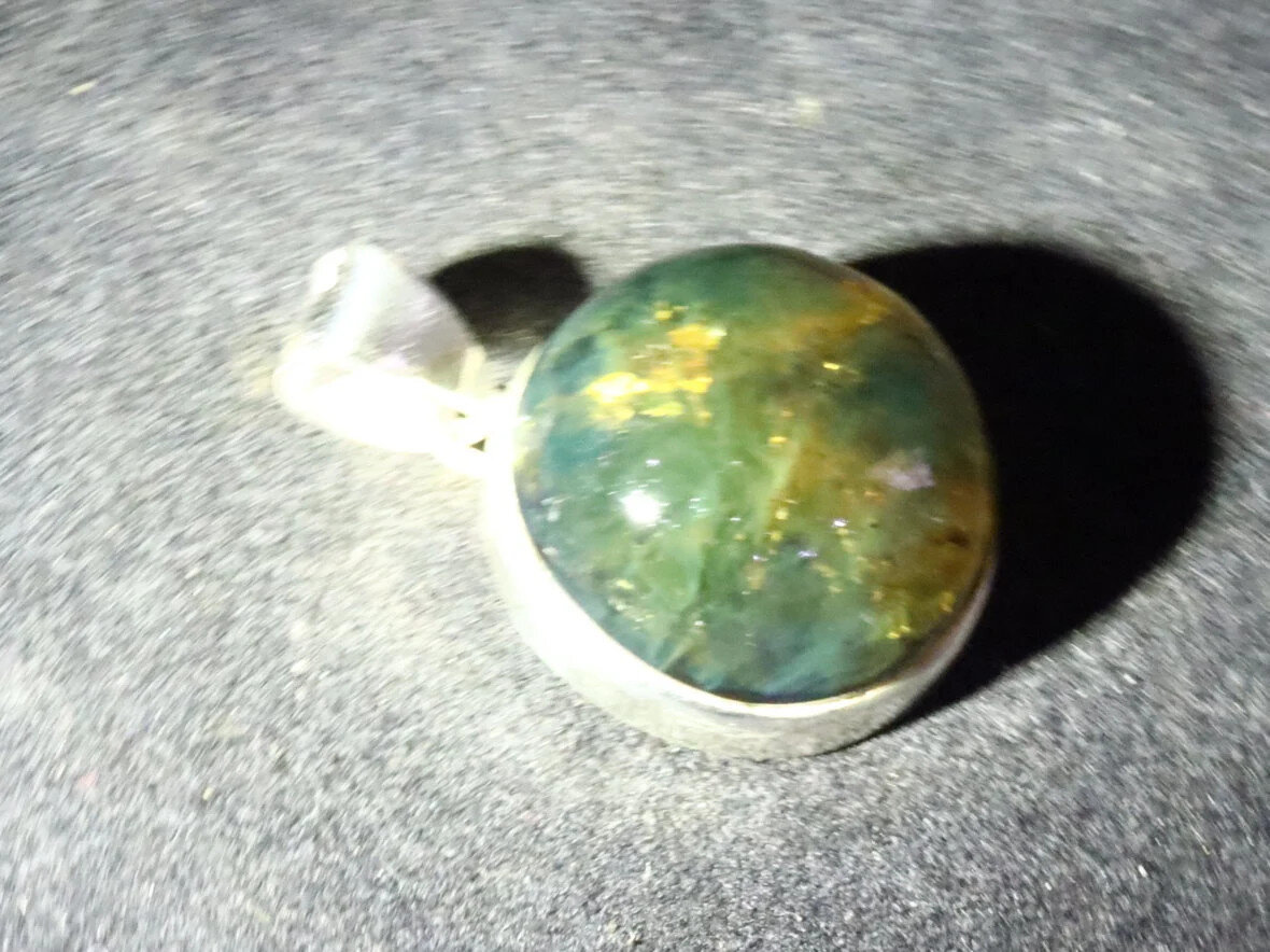 Exquisite Natural Clear Ocean Green Amber .925 Sterling Silver Pendant 35mm – photo 3