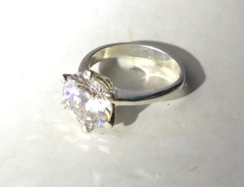 Impressive Clear SILVER Topaz .925 Sterling Silver Ring #5.5 free resizing – photo 6