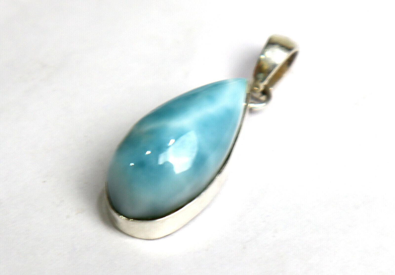 Exquisite Natural Sky Blue Larimar .925 Sterling Silver Pendant 33mm – photo 6