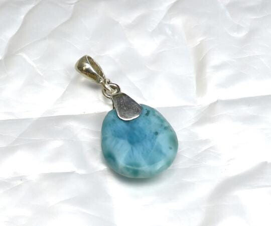 Charming Design Natural Sky Blue Larimar .925 Sterling Silver Pendant 36mm – photo 5