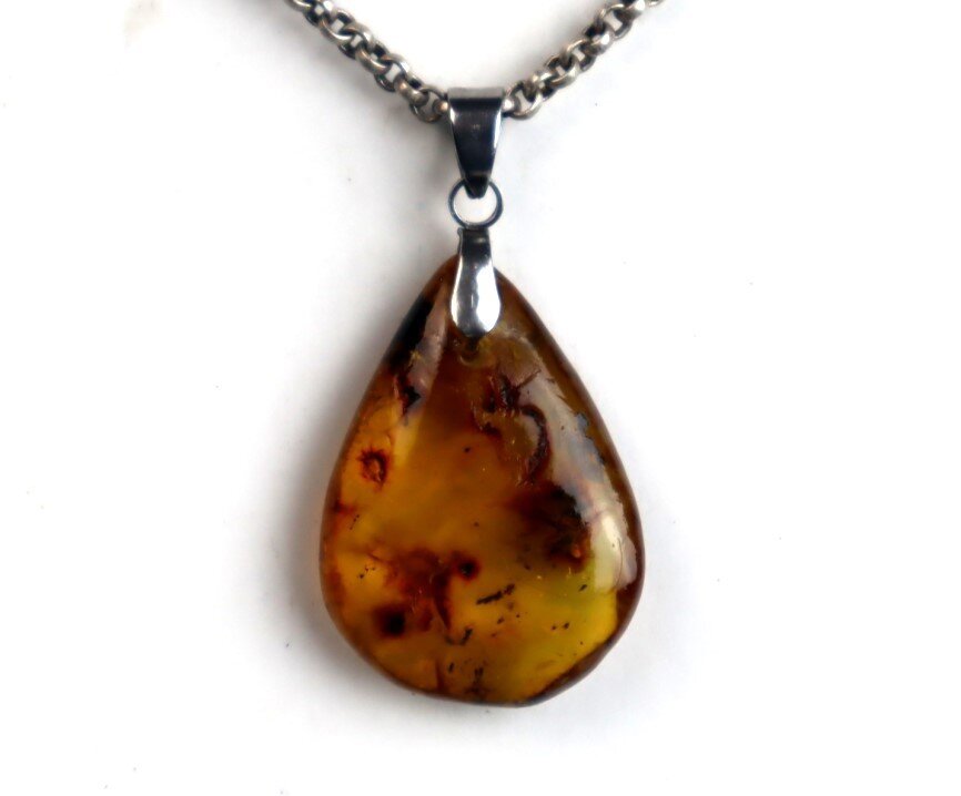 Lovely Natural Clear Light Green Amber Pendant 39mm – photo 8