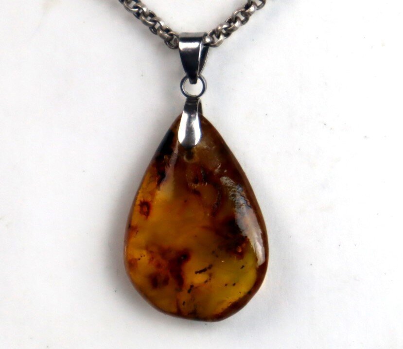 Lovely Natural Clear Light Green Amber Pendant 39mm – photo 9