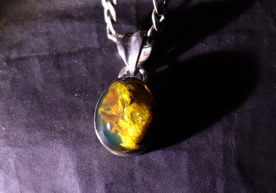Beautiful Natural Clear Yellow Green Amber .925 Sterling Silver Pendant 23mm – photo 7