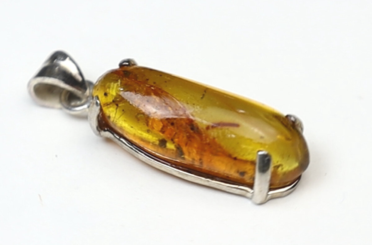 Impressive Inclusions Natural Clear Deep Yellow Amber 925 Sterling Silver Pendant – photo 7