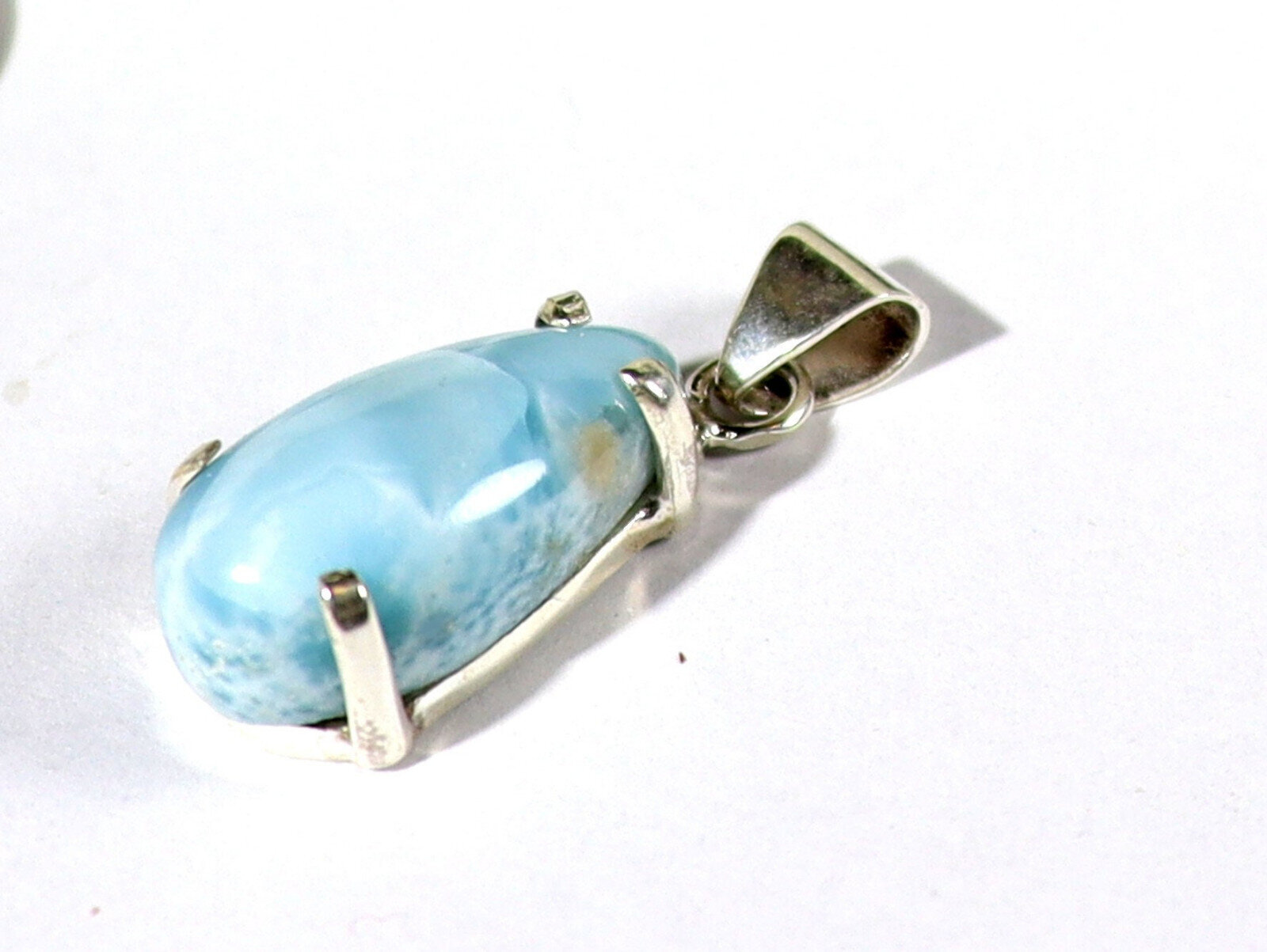 Lovely 1.3inch Natural Light Blue Larimar .925 Sterling Silver Pendant – photo 3