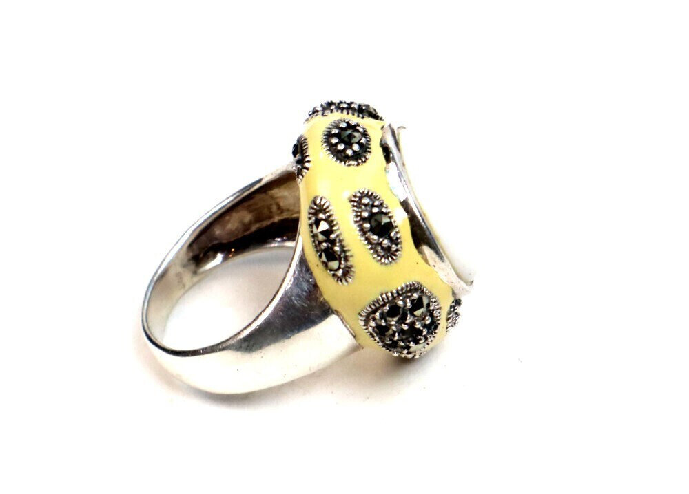 Finest Natural Clear White Howlite .925 Sterling Silver Ring #8.5 – photo 8
