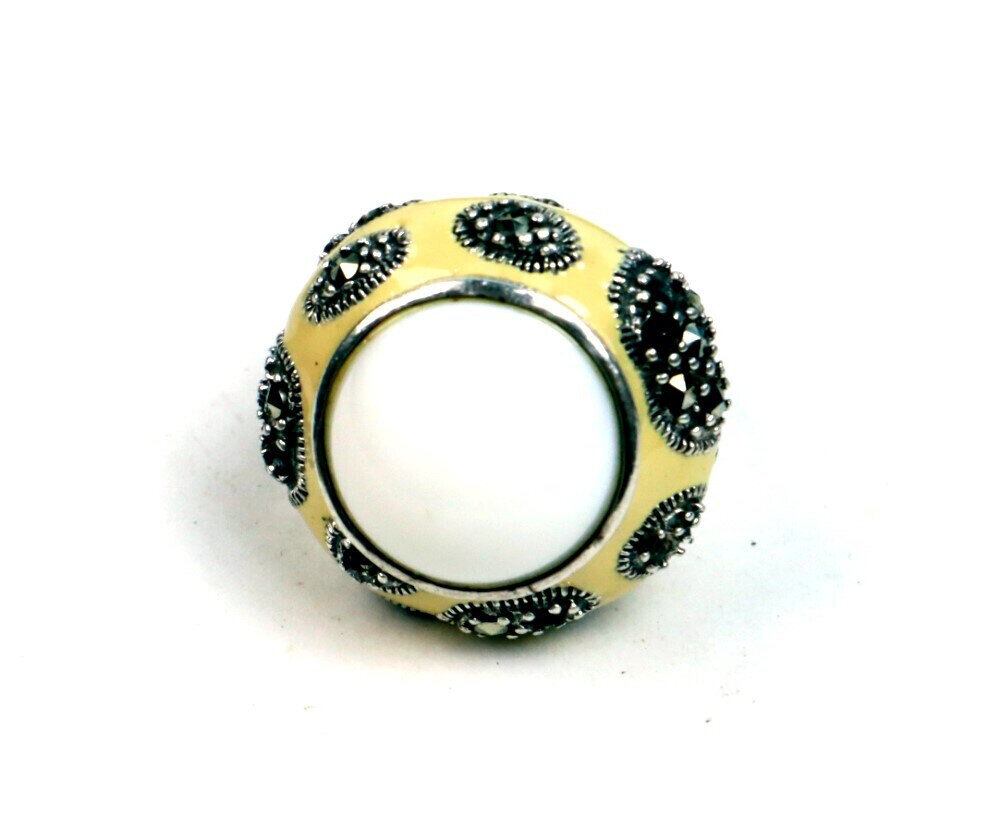 Finest Natural Clear White Howlite .925 Sterling Silver Ring #8.5 – photo 10