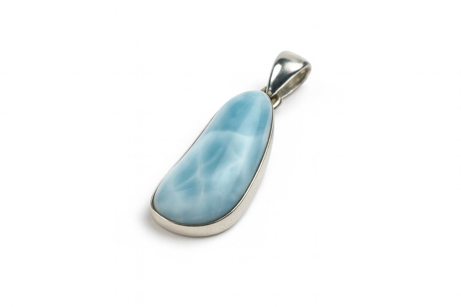 Impressive Natural Sky Blue Larimar .925 Sterling Silver Pendant 40mm – photo 6