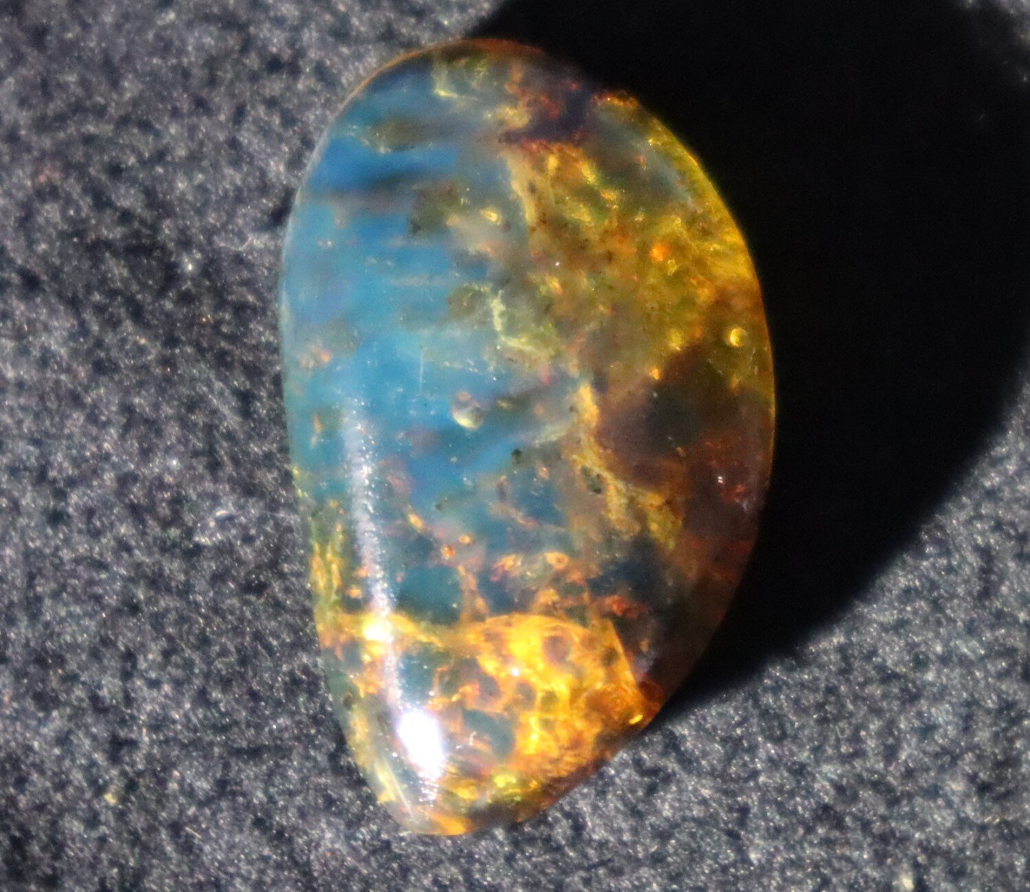 Beautiful Natural Transl. Deep Blue Amber Cabochon 27mm free drilling and hook