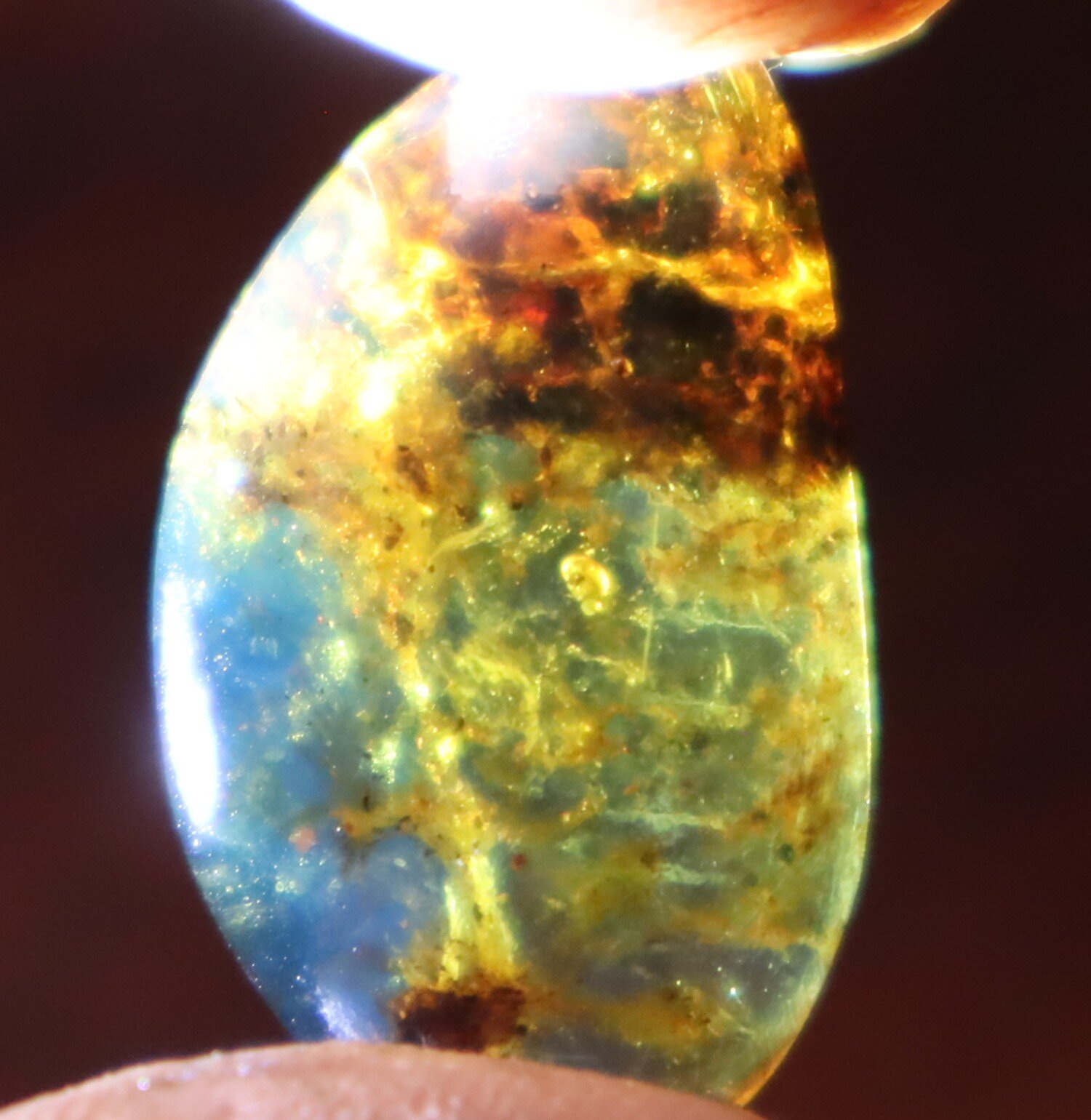 Beautiful Natural Transl. Deep Blue Amber Cabochon 27mm free drilling and hook – photo 9