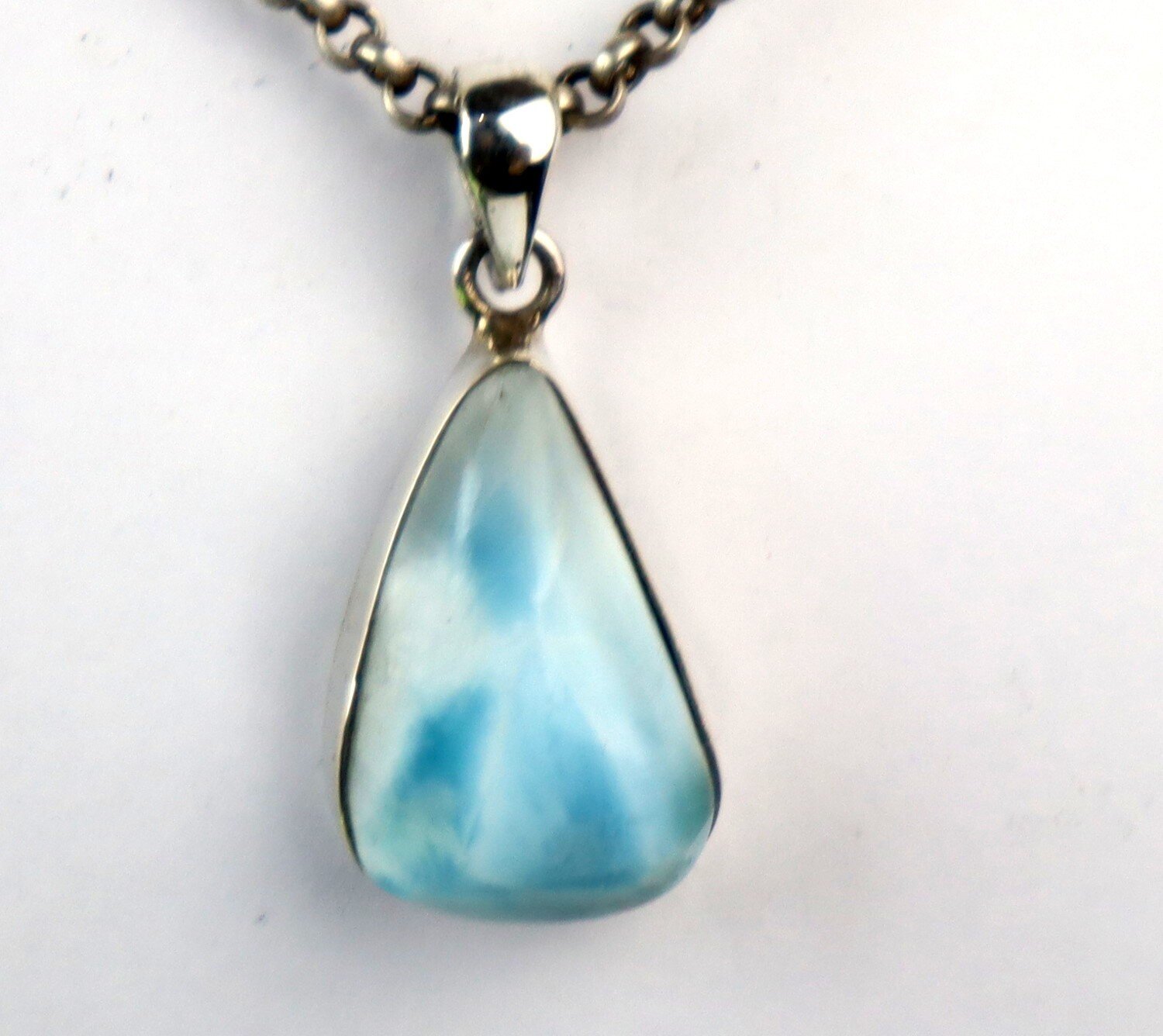 Exquisite Natural Sky Blue Larimar .925 Sterling Silver Pendant 30mm – photo 6