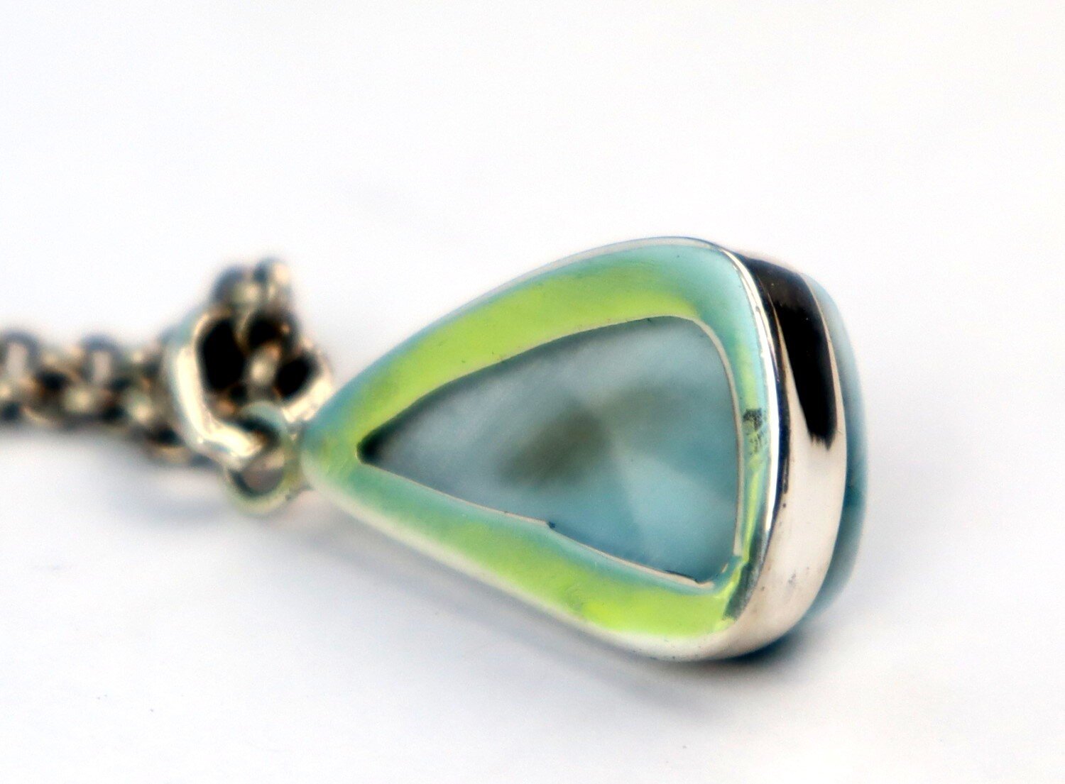 Exquisite Natural Sky Blue Larimar .925 Sterling Silver Pendant 30mm – photo 8