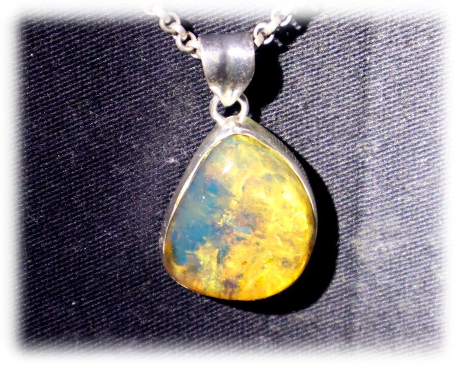 Finest Natural Translucent Sky Blue Amber .925 Sterling Silver Pendant 35mm – photo 4