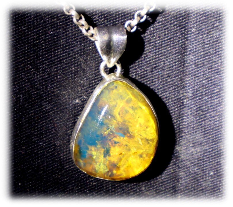 Finest Natural Translucent Sky Blue Amber .925 Sterling Silver Pendant 35mm – photo 5