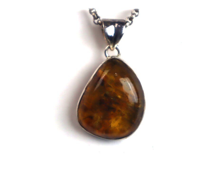 Finest Natural Translucent Sky Blue Amber .925 Sterling Silver Pendant 35mm – photo 9